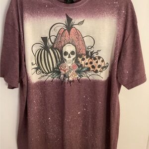 Glidan softstyle 2XL purple sublimation shirt pumpkins and skull.